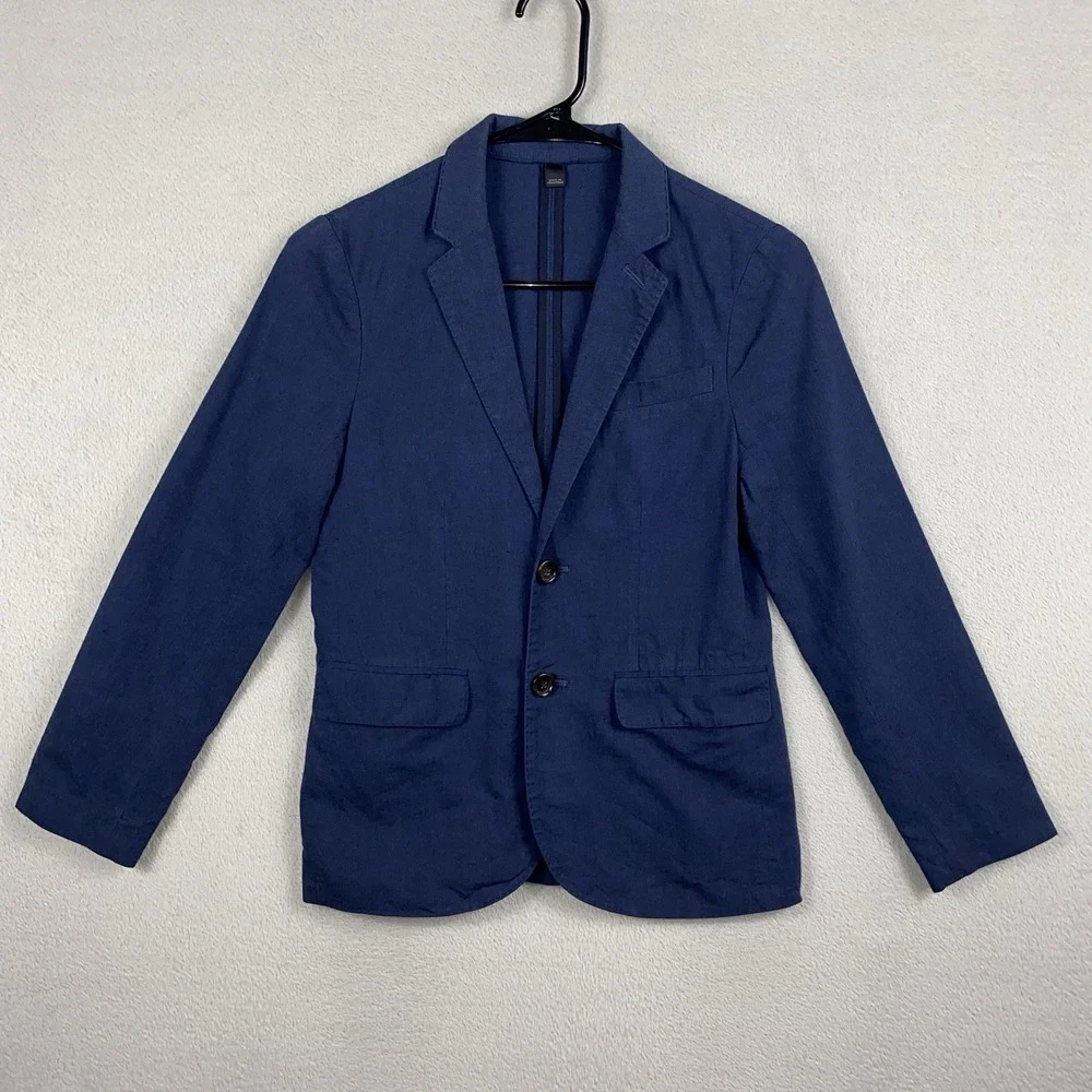 Crew Cuts Ludlow Unstructured Suit Jacket Boys 12 Blue Somelos Fabric Preppy